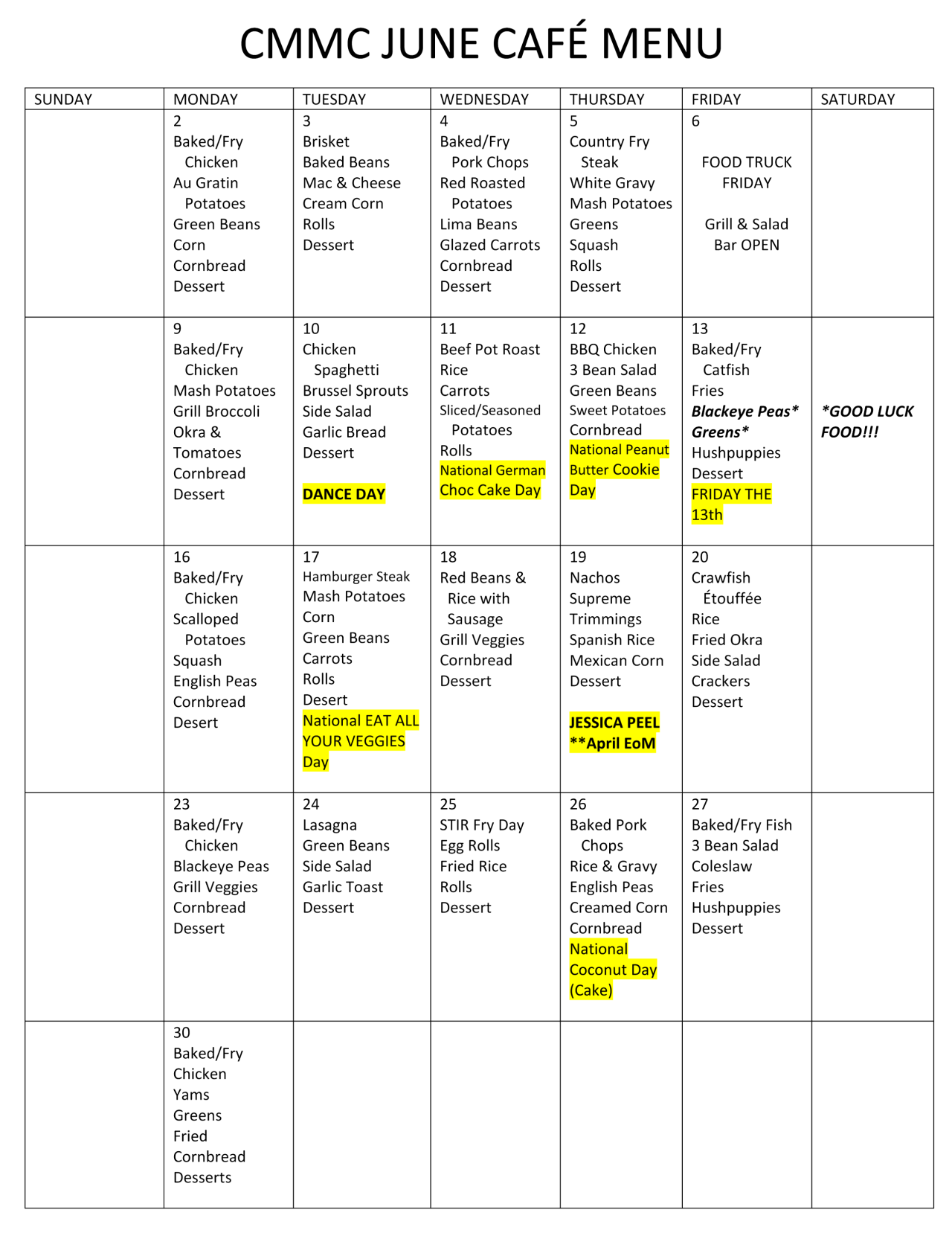 Methodist Inpatient Menu Menu | Claiborne Memorial Medical Center